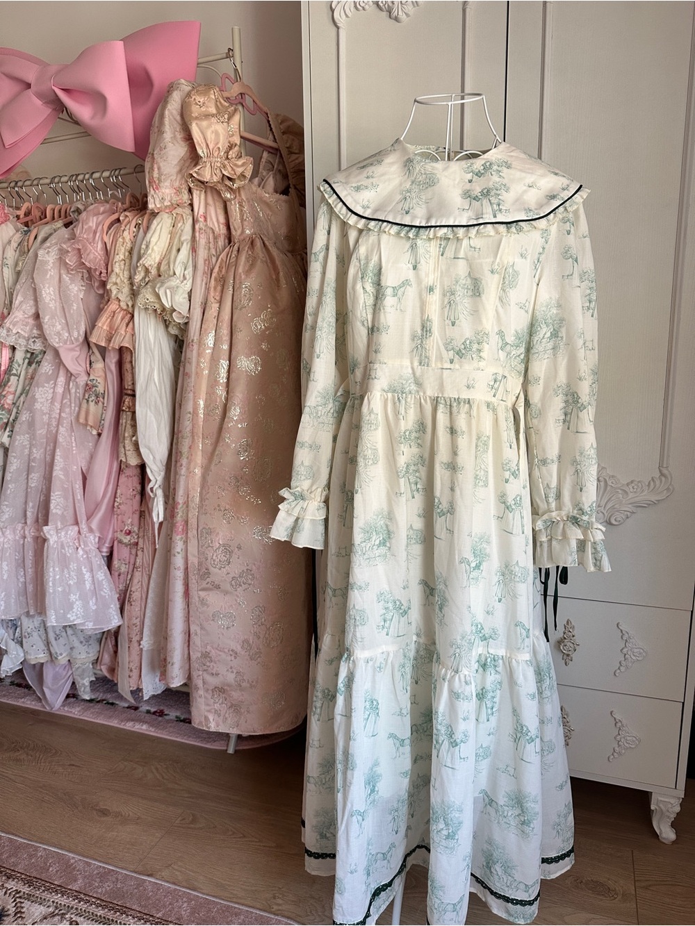 Simple Retro cottagecore toile dress
